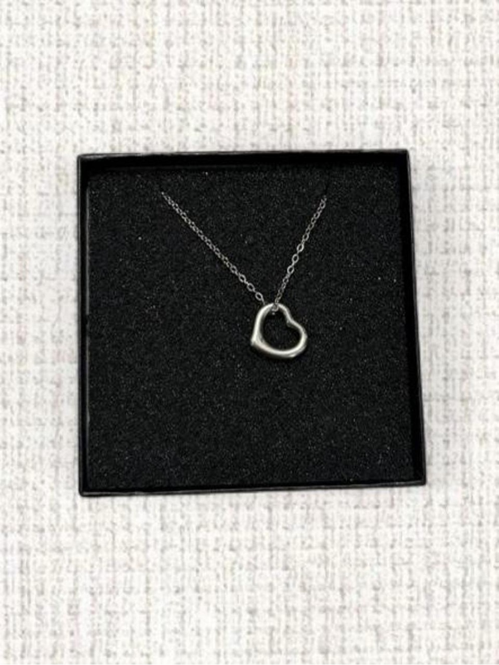 Silver Tone Open Heart Pendant Necklace